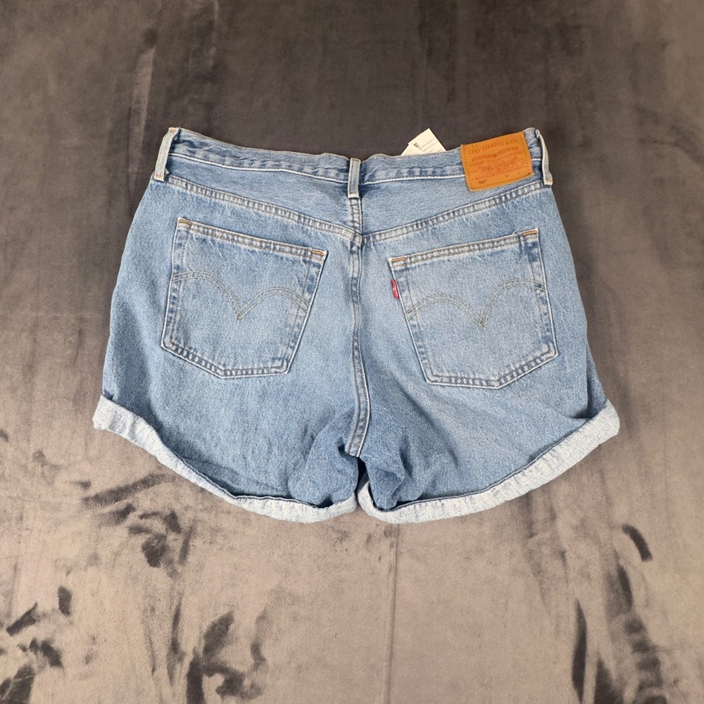 Levi's 501 Original Jean Shorts Womens 31 Blue Light Wash High Rise Rolled Cuff - Picture 7 of 9